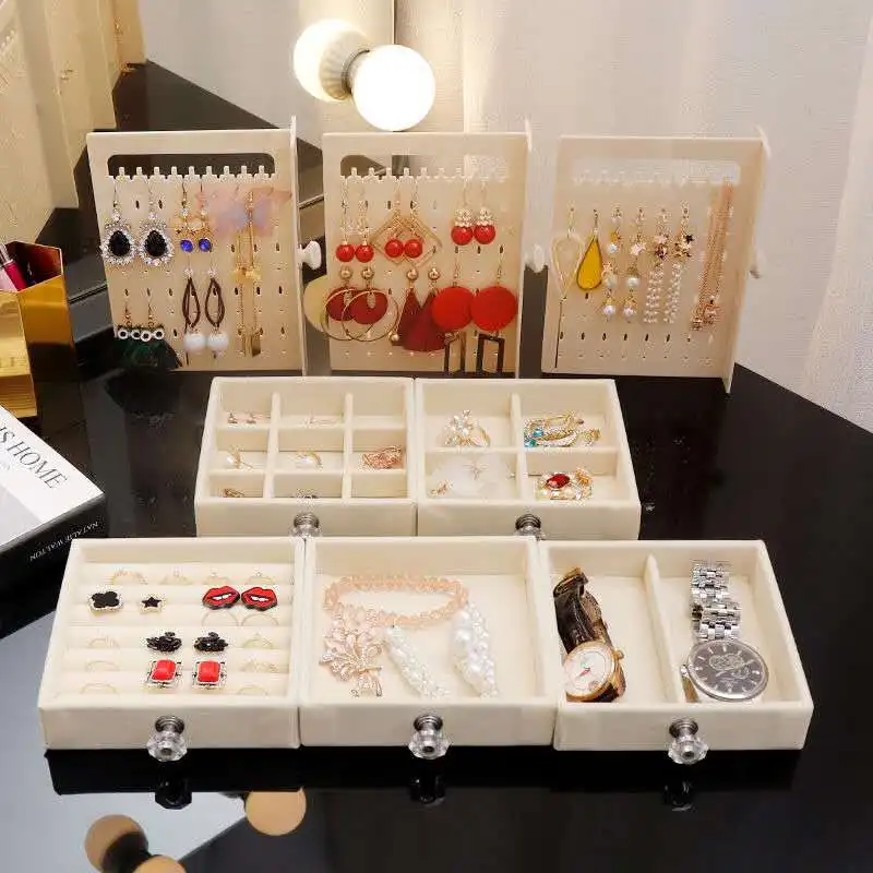 

Multifunctional Transparent Jewelry Box Household Jewelry Storage Dustproof Earrings Storage Box Desktop Vertical Storage Rack