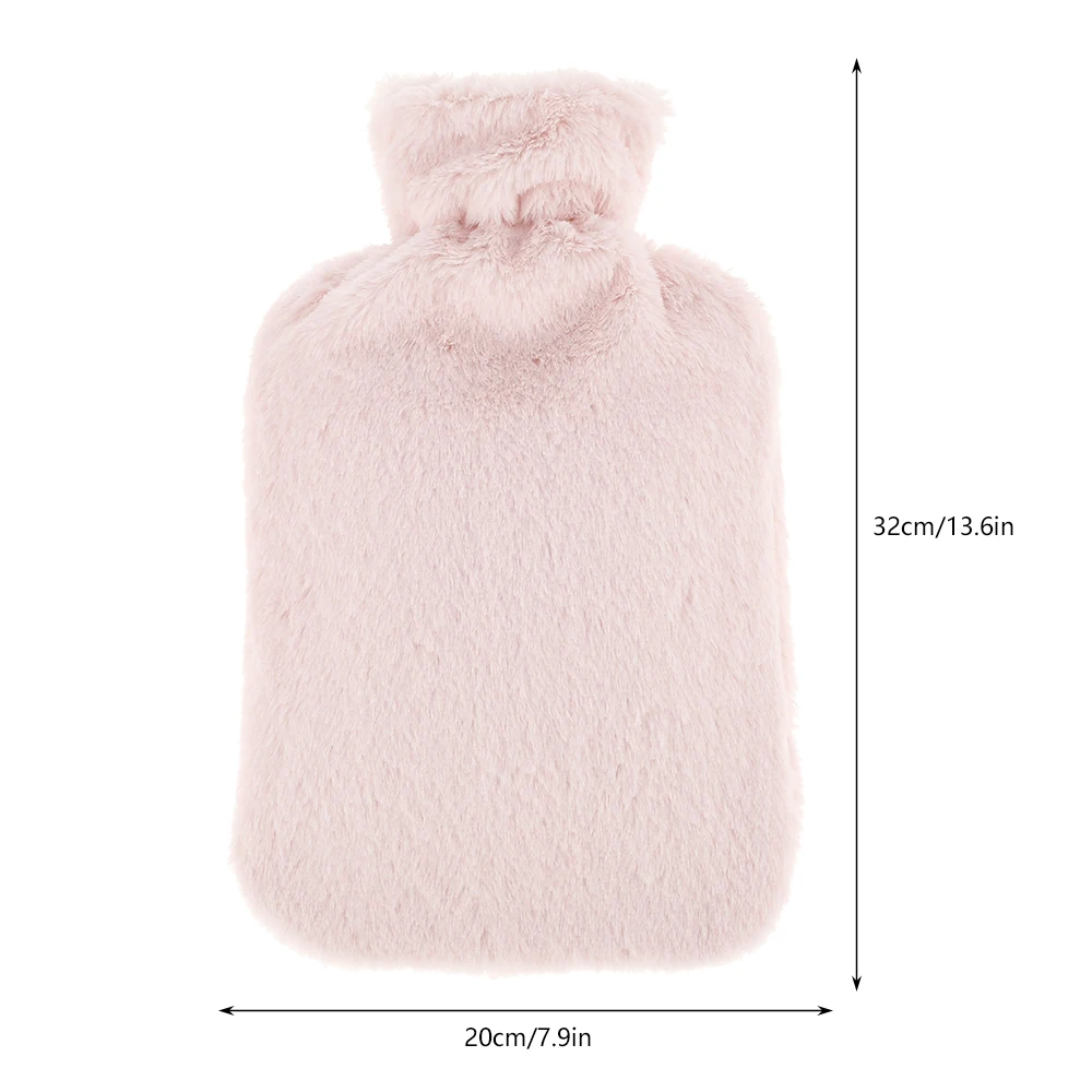 

1800ml Hot Water Bottle with Soft Fleece Cover Rabbit Hair Water Injection Hand Warmer Rubber Water Bag Winter Warming Products