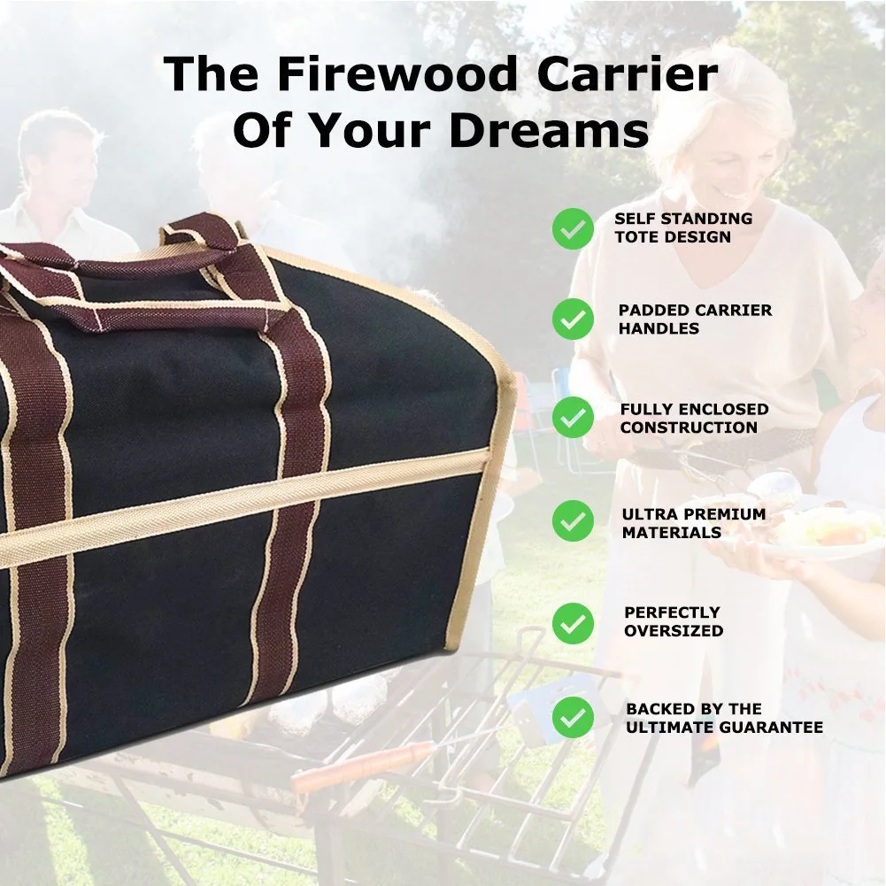 

Heavy Duty Supplies Logging Tote Firewood Carrier Hanging Home Outdoor Sports Storage Bag Camping Organizer With Handles
