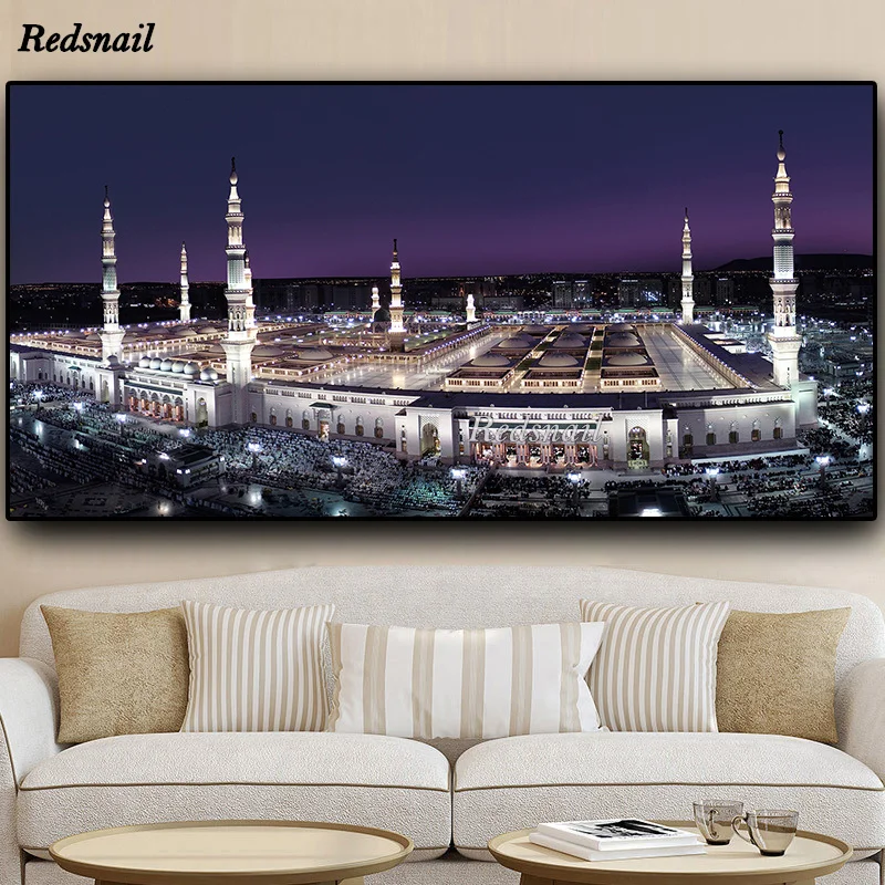 

Islam Building Nightscape 5D DIY Diamond Painting Full Drill mosaic Diamant Embroidery large Mecca Islamic Muslim Mosque EE1066