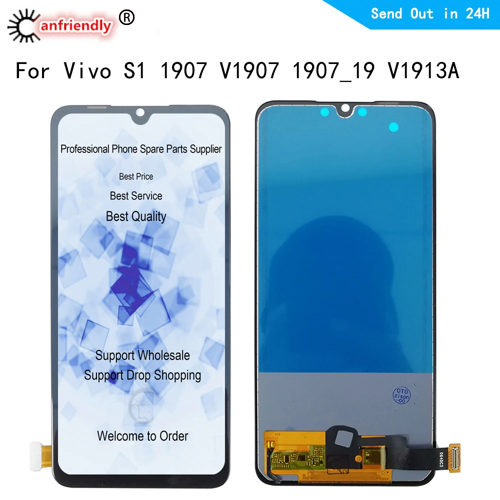 6,38 "AMOLED para Vivo S1 1907 V1907 1907_19 V1913A pantalla LCD con Panel t&aacute;ctil pantalla Digitalizador con marco de montaje de-0