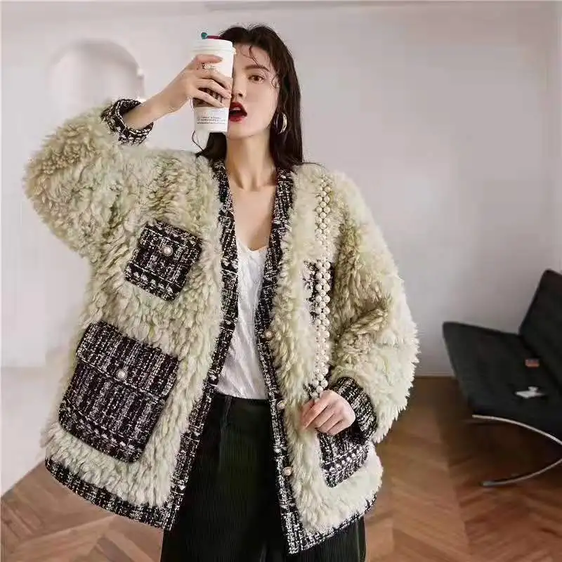 Одержима лавандой. Новое модное пальто твидовая большая сумка из овечьей шерсти