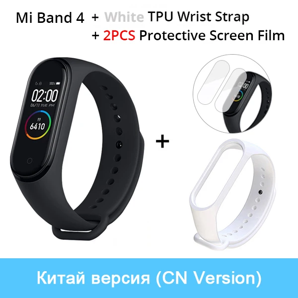 Xiaomi mi Band 4 новейший музыкальный Смарт mi band 4 браслет пульсометр фитнес 135 мАч цветной экран Bluetooth 5,0 - Цвет: CN N White