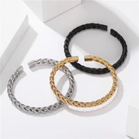 twist weave steel wire bracelets women men fun bracelet length steel wrap bangle stainless steel jewelry gift