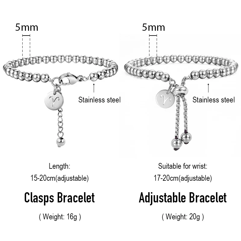 Женский браслет с бусинами из нержавеющей стали Серебристый подвесками 12