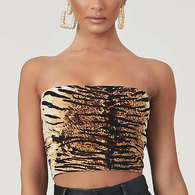 Женское летнее бюстье без бретелек с принтом укороченный топ жилет сексуальный