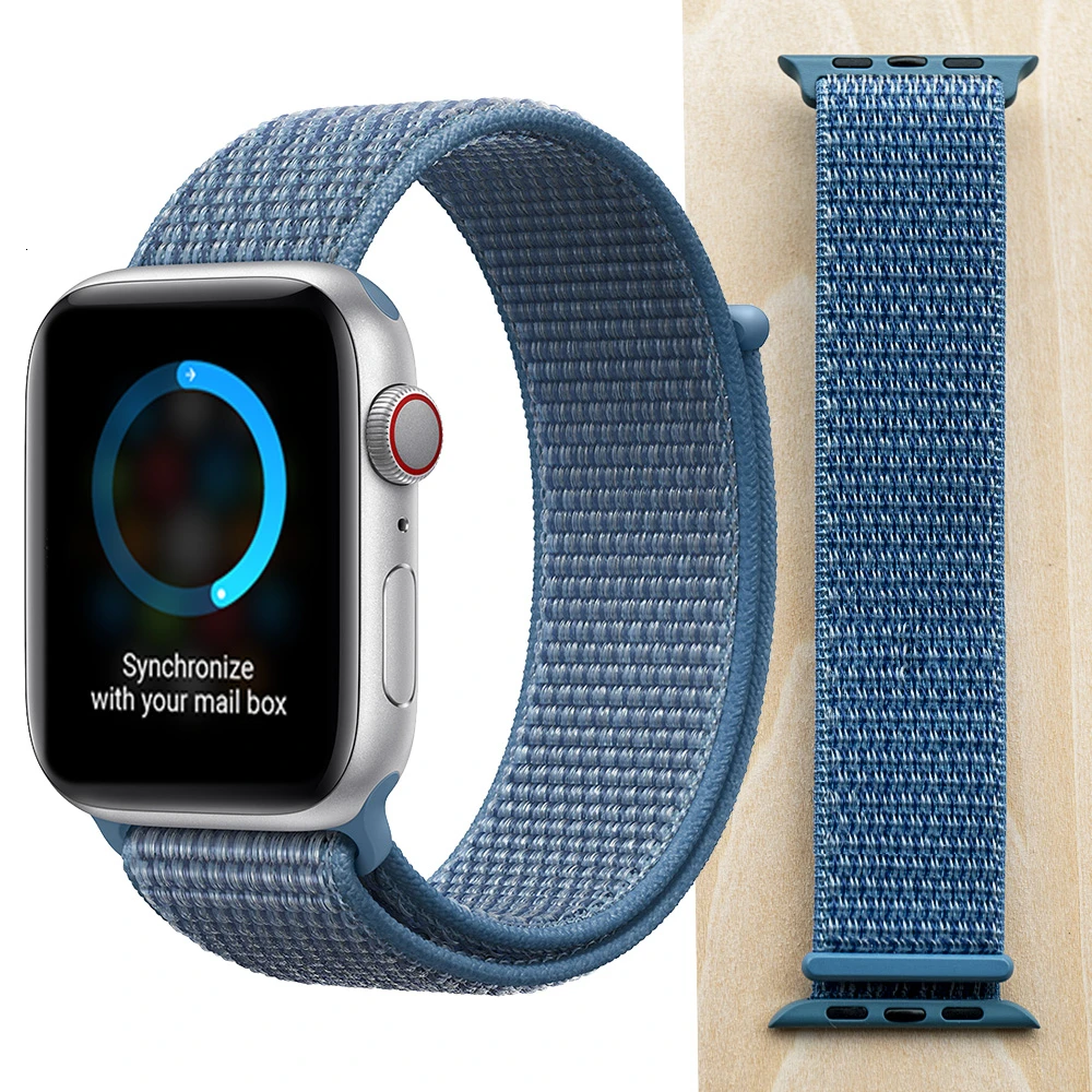 Высококачественный нейлоновый спортивный ремешок для Apple Watch, ремешок 44 мм, серия 5, 4, 3, 2, 1, дышащий тканый ремешок 42 мм, iwatch 40 мм, 38 мм - Цвет ремешка: Cape Blue