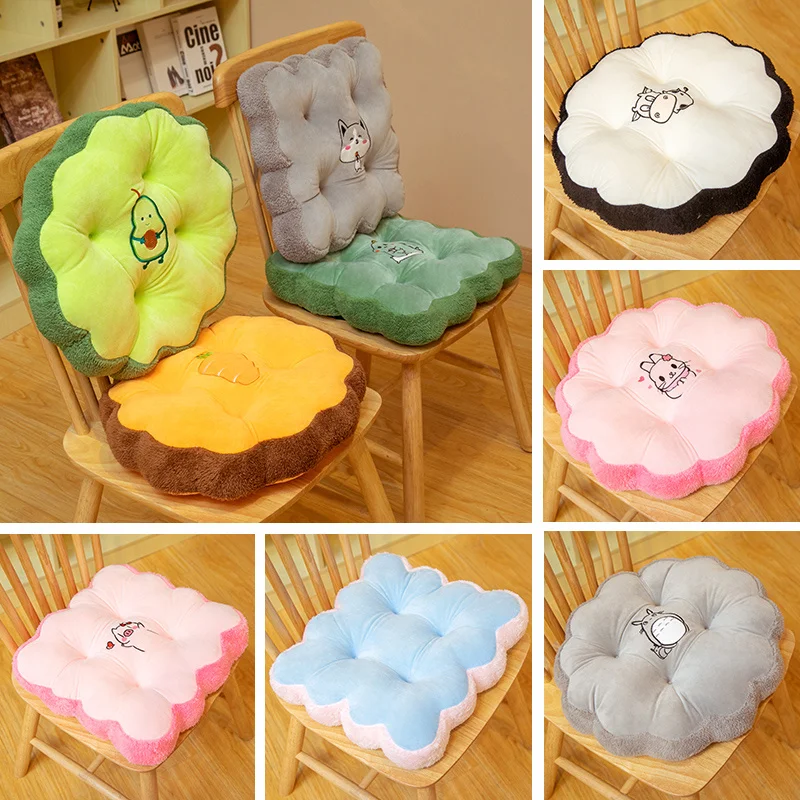 

42*42*12cm Petal Shaped Plush Cushion Cartoon Animals Embroidery Seat Pillow Decor Props Backrest Dino Husky Hamster