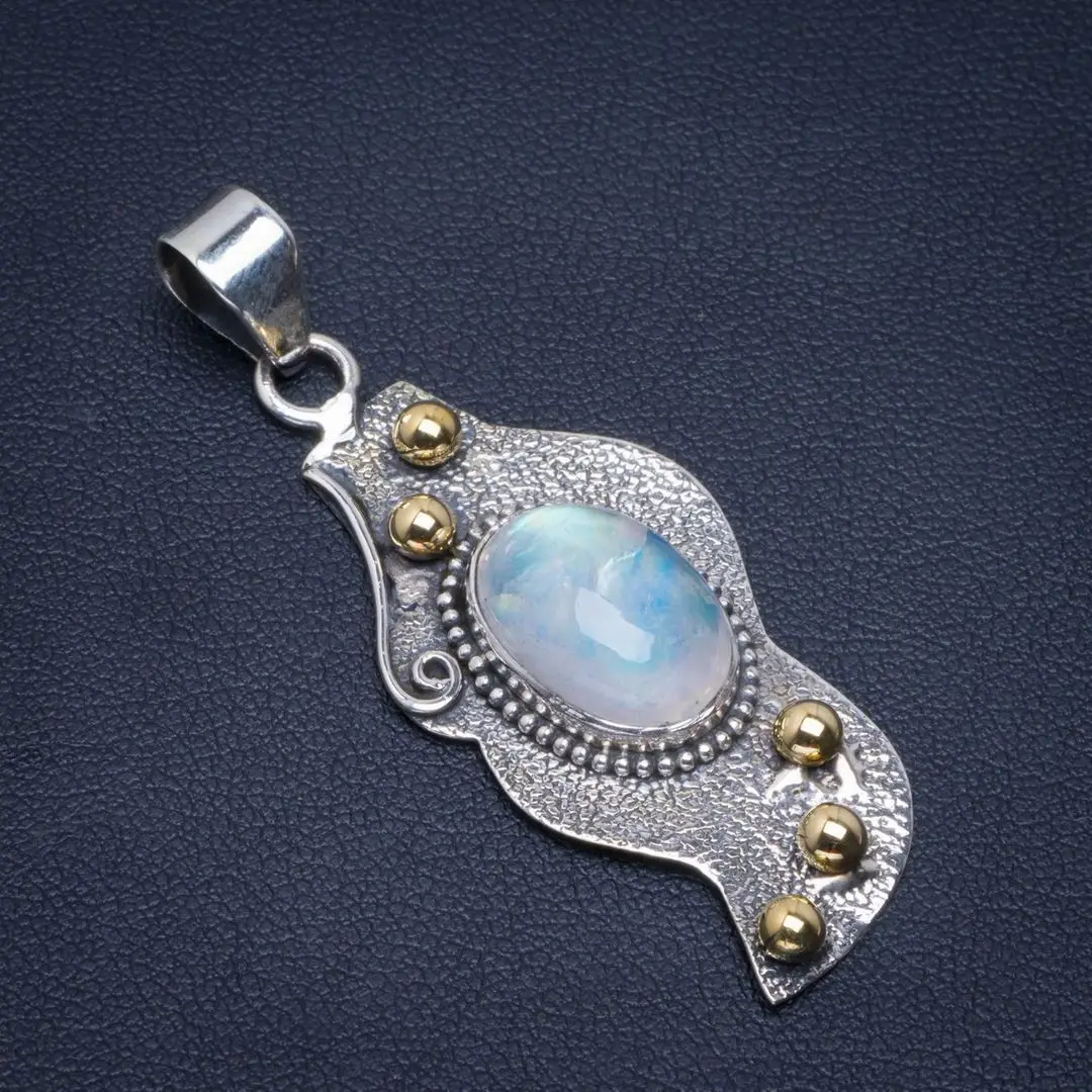 Натуральный двухцветный Радужный Лунный Камень ручной работы уникальная