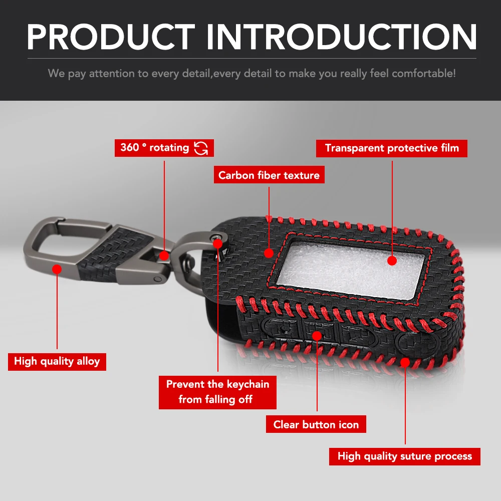 Кожаный чехол для ключа автомобиля из углеродного волокна A93 Starline A39 A63