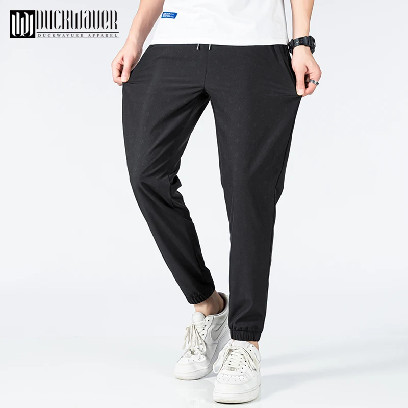 

Duckwaver Fashion Print Men Pencil Pants Comfortable Loose Nine Pants Trousers Elastic Waist Clothing Big Size M-5XL 2021 Spring