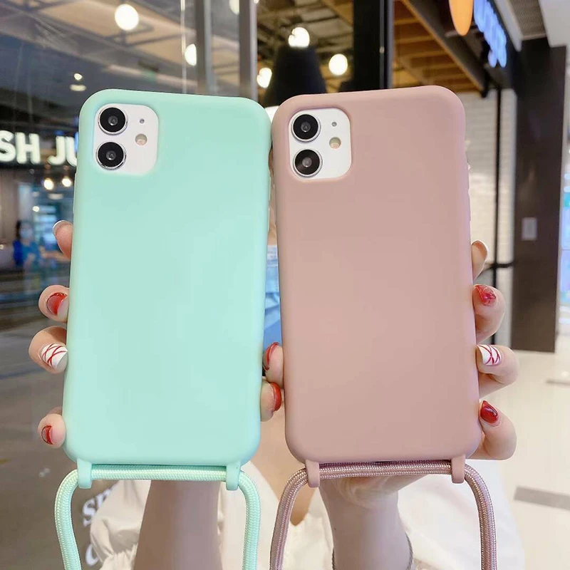 

UGI Luxury Fashion Strap Lanyard Clear Soft Silicone Case Necklace Carry Cover For iPhone 12 Mini Pro Max 11 XR XS X 6 7 8 Plus