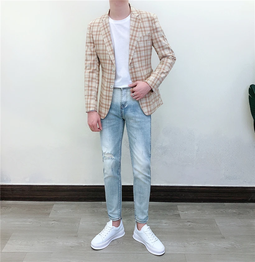 

Business Blazers Casual Hombre Formal Party Wedding Blazers Men Suits Stylish Blazers For Men Lattice Mens Blazer Suit Jacket