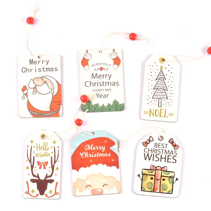 

2 шт., деревянные Рождественские Подвески с принтом, орнаменты, рождественская елка, сделай сам, деревянные поделки, детский подарок для дома...