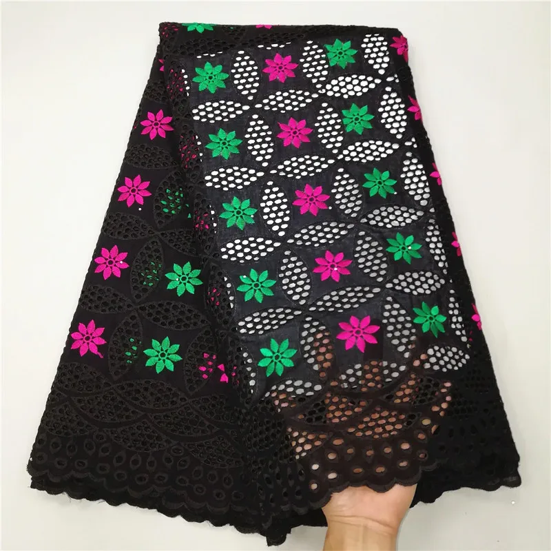 Tissu африканская кружевная ткань из хлопка, швейцарская вуаль, кружево в швейцарском стиле, желтая сухая кружевная ткань в нигерийском стиле, хлопковая вуаль, кружевная ткань, 5 ярдов/лот