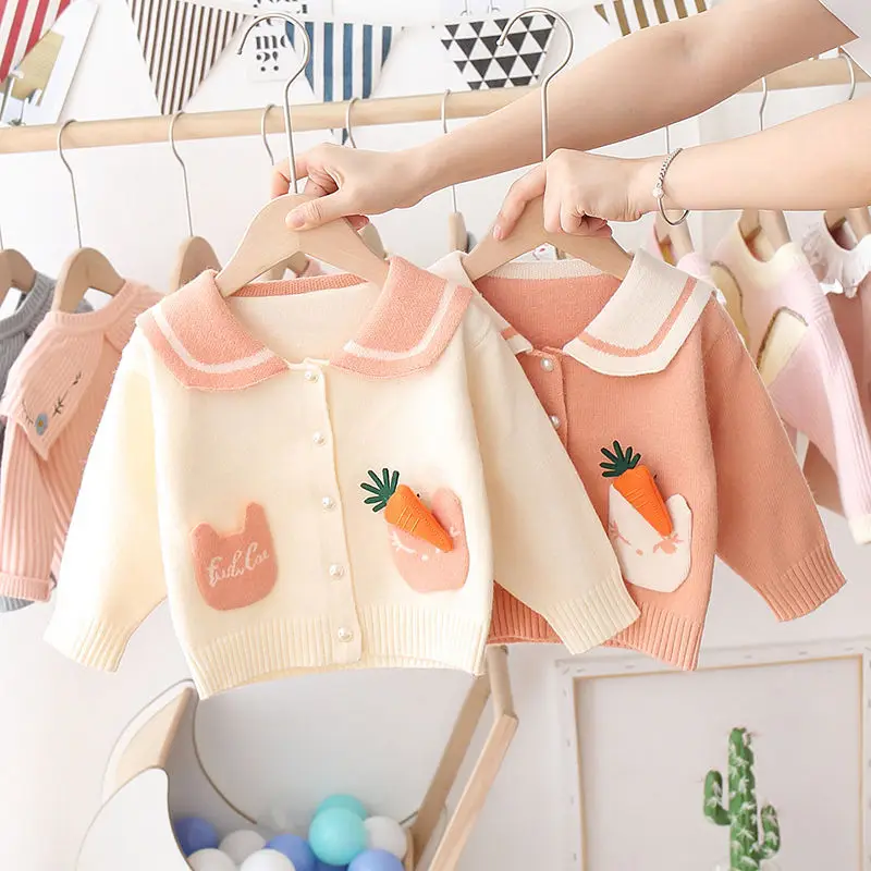 Детская трикотажная кофта с длинным рукавом и отложным воротником | одежда обувь