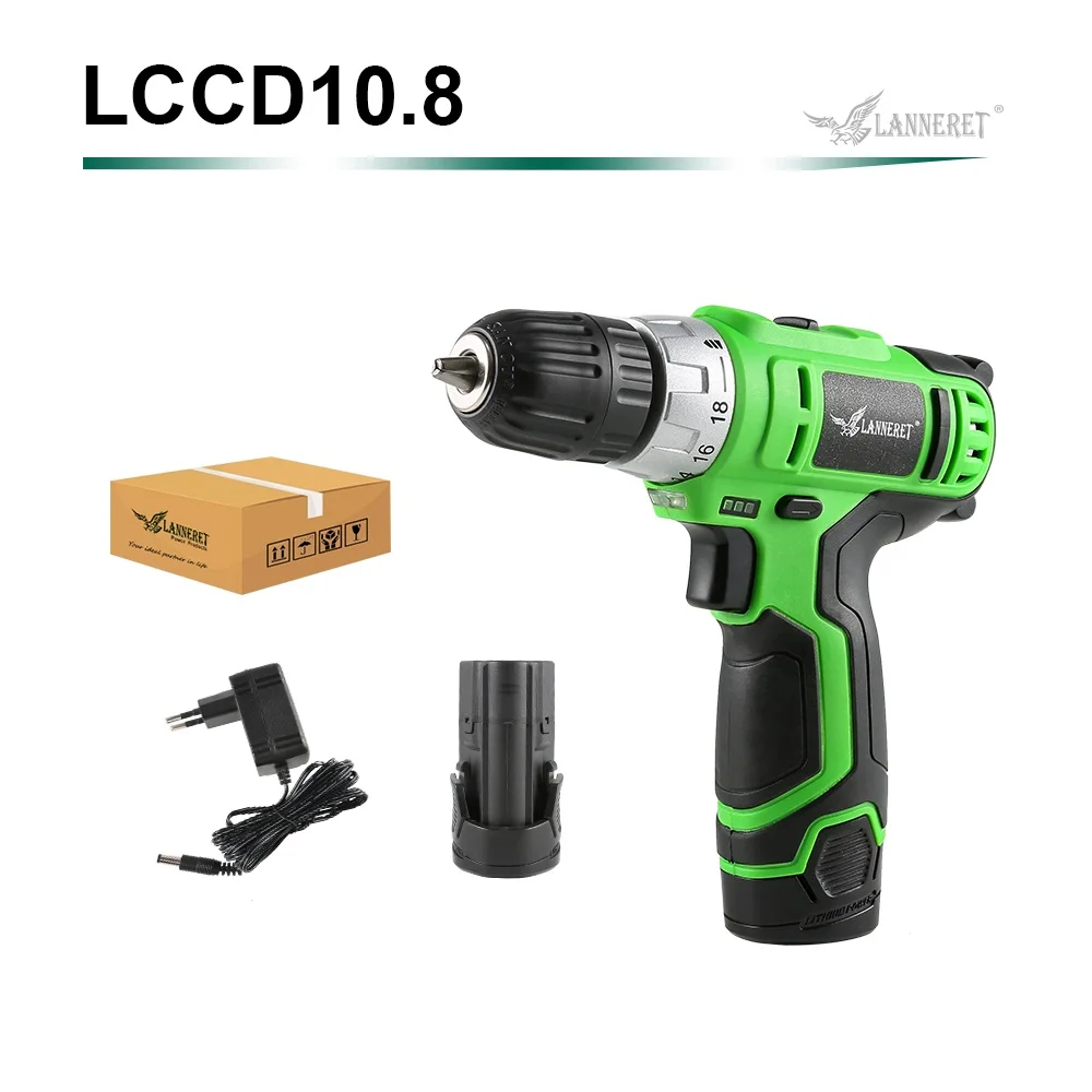 10.8V-SET2 LANNERET 10,8 В Электрическая аккумуляторная дрель 18+ 1 установка крутящего момента 2 скорости перезаряжаемая Беспроводная мощность Драйвер электроинструмент - Цвет: 10.8V-SET2