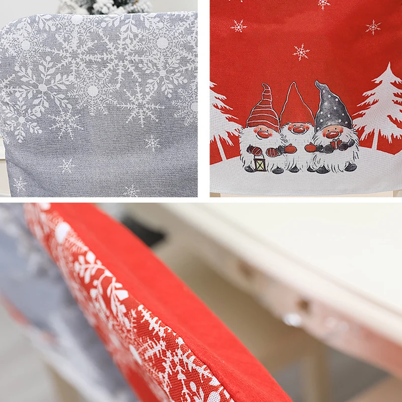 

Christmas Chair Covers Santa Snowflake Gift Christmas Tree Pattern Chair Slipcover For Dining Room Holiday Party Decor XHZ