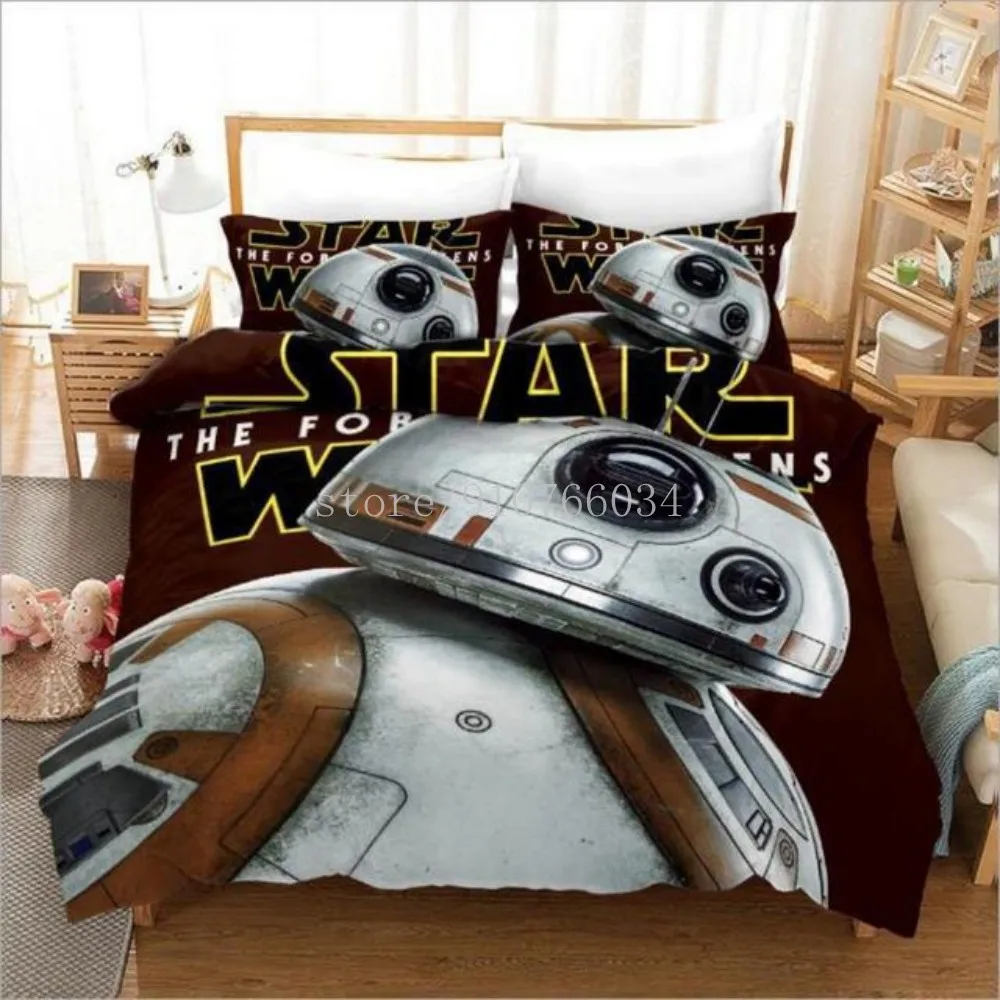 

Home Textile 3d Star Wars Luxury Bedding Set BB-8 Robot Print Duvet Cover Set Pillowcase Au Eu Us Queen King Size Free Shipping