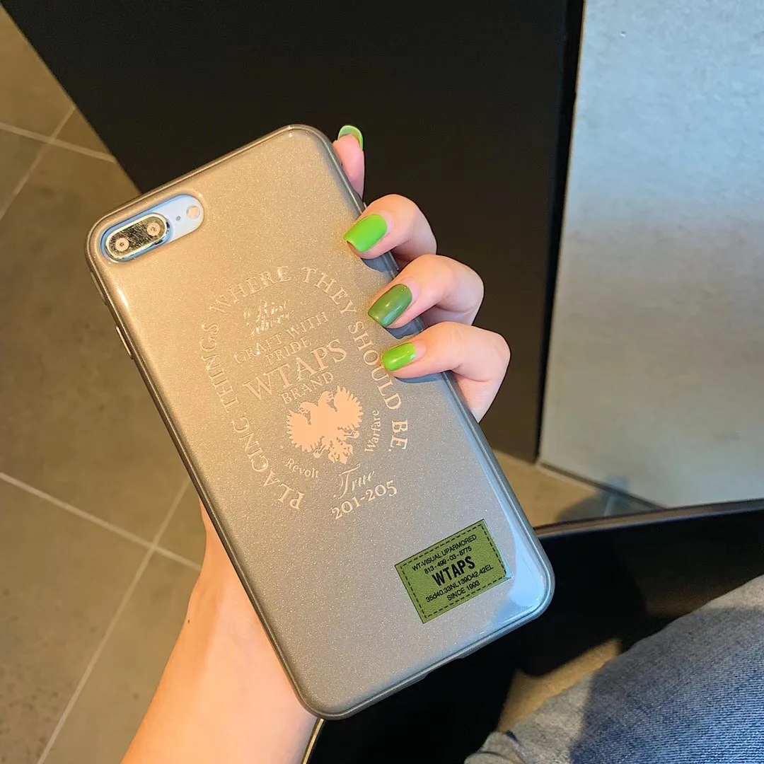 Роскошный мягкий Блестящий резиновый чехол Wtaps для iPhone 7 8 6 6s Plus 11 PRO XS X MAX XR Eagle logo