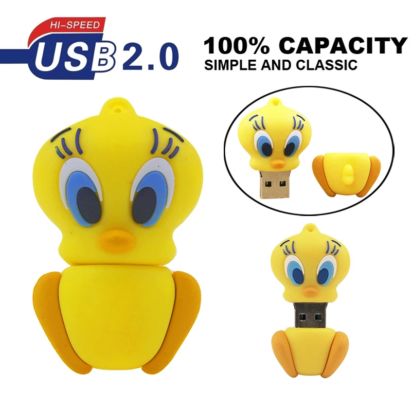 Милый мультяшный Usb флеш накопитель милые маленькие желтые утки Tweety Pendrives 32 ГБ 2 0