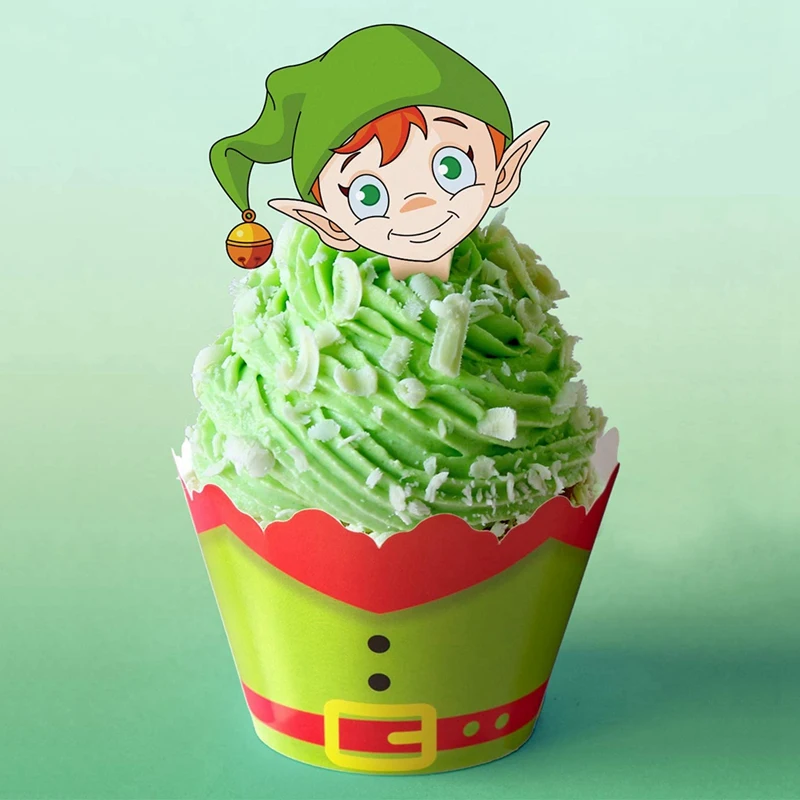 48 комплектов Рождественский капкейк верхушки и обертки вечерние принадлежности