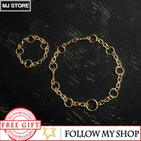 meiji s925 eternity symbol golden necklace female clavicle chain couple personality diy with pendant bracelet luxury jewelry