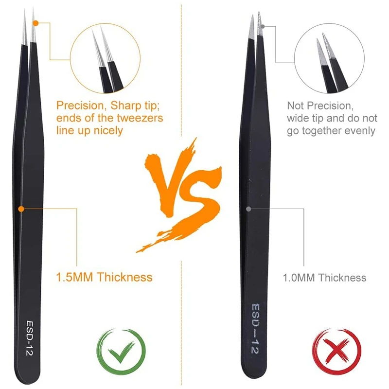 6 Pcs Anti-Static Stainless Steel Curved Of Tweezers & 5 Pcs Office Chair Caster Wheels Roller Rollerblade Style Castor