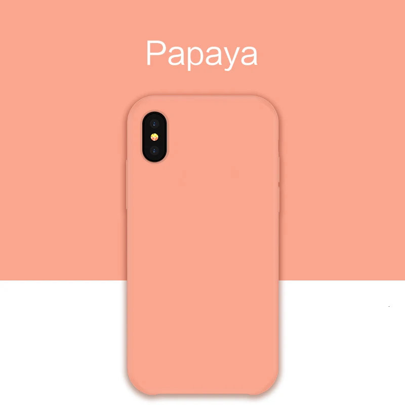 Papaya Силиконовый чехол для iPhone 11 Pro Max, однотонный жидкий силикон, бампер для iPhone XR XS 7 8 Plus Funda Coque - Цвет: Papaya