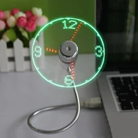 mini usb fan portable gadgets flexible gooseneck led clock cool for laptop pc notebook real time display adjustable fan