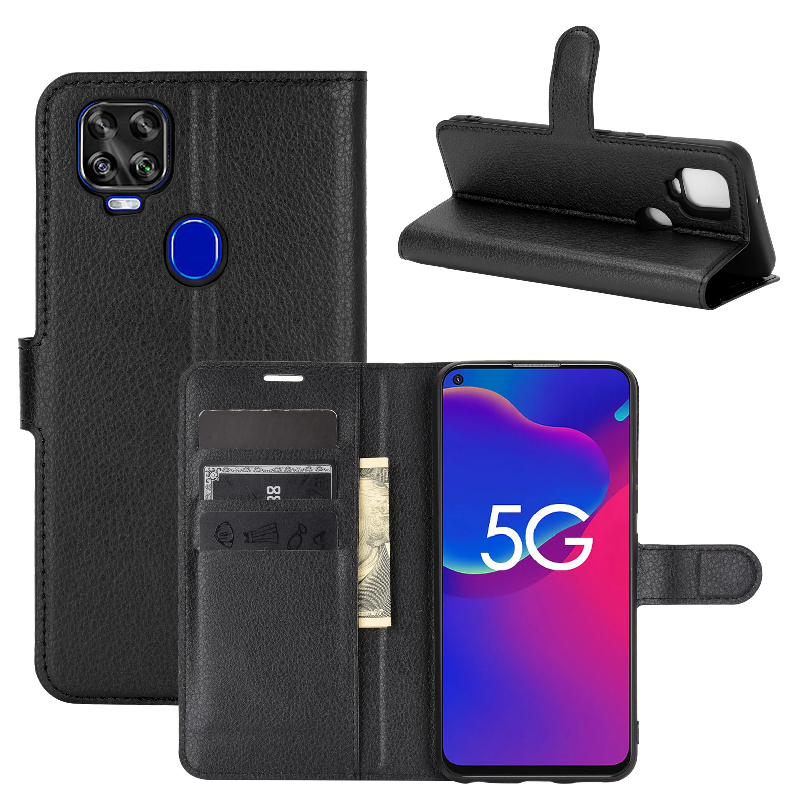 Чехол для ZTE Blade V2020 (6.5in) P671 обложки кошельки с отделениями карт и подставкой в виде