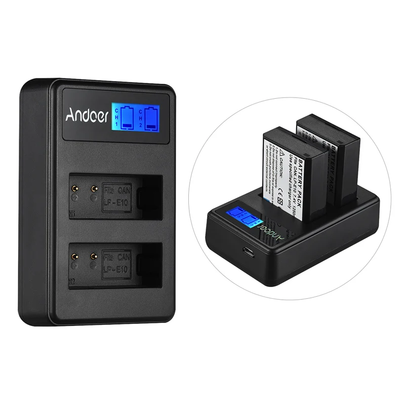 Компактное Двухканальное зарядное устройство Andoer для аккумулятора ЖК камеры Sony