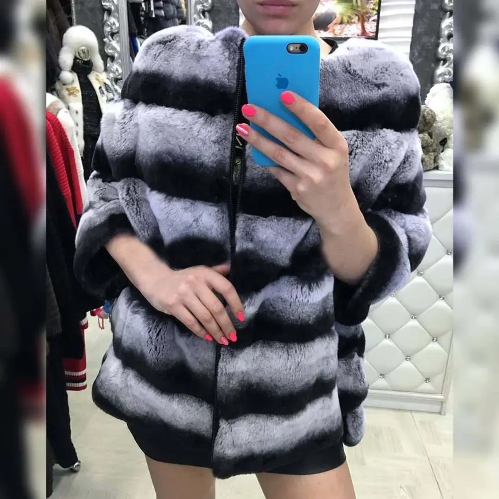 As picture Куртка из меха кролика рекс три цвета Женский пуловер куртка зимнее пальто женская кожаная куртка с натуральным мехом пальто из натурального меха - Цвет: As picture