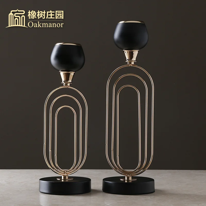 Роскошный подсвечник для гостиной черный геометрический креативный