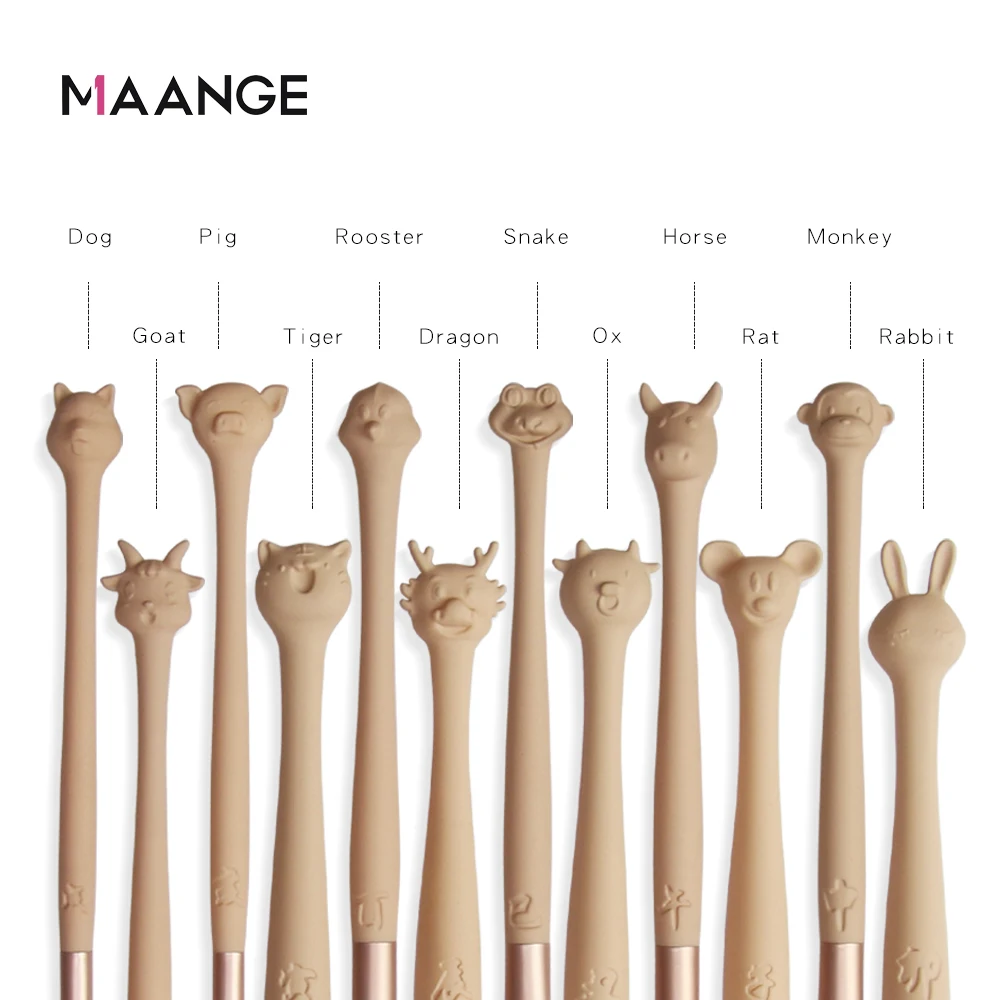 Зодиак кисти для макияжа разных форм с мешком кистей 12 шт Косметическая Тени век