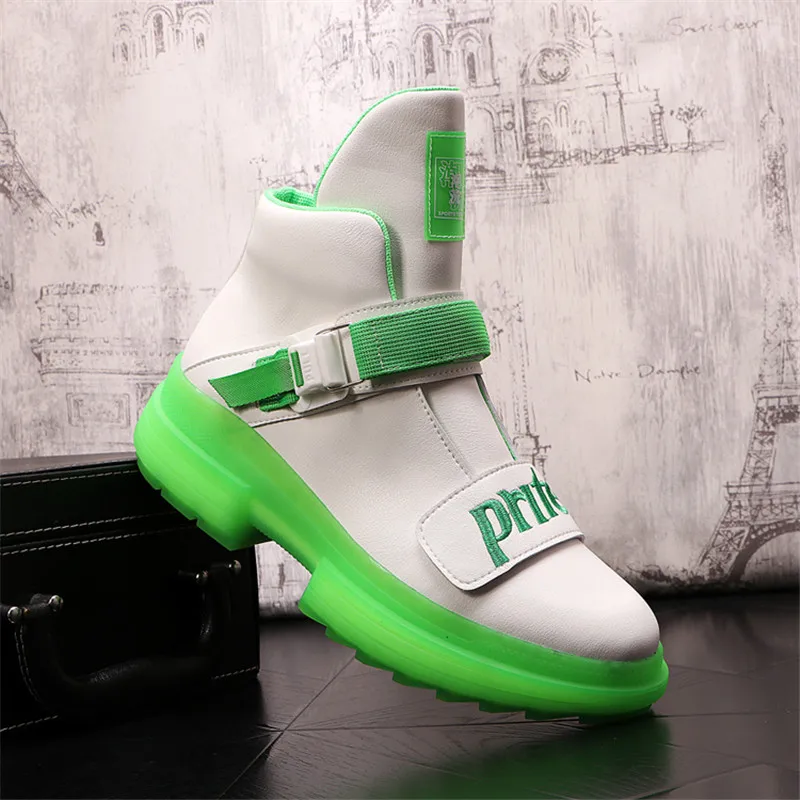 Jual Sneakers Pria Punk Kulit Musim Gugur Sepatu Atasan Tinggi Pria Hip Hop Sepatu Bot Pergelangan Kaki PELATIH Sepatu Pria Zapatillas Hombre