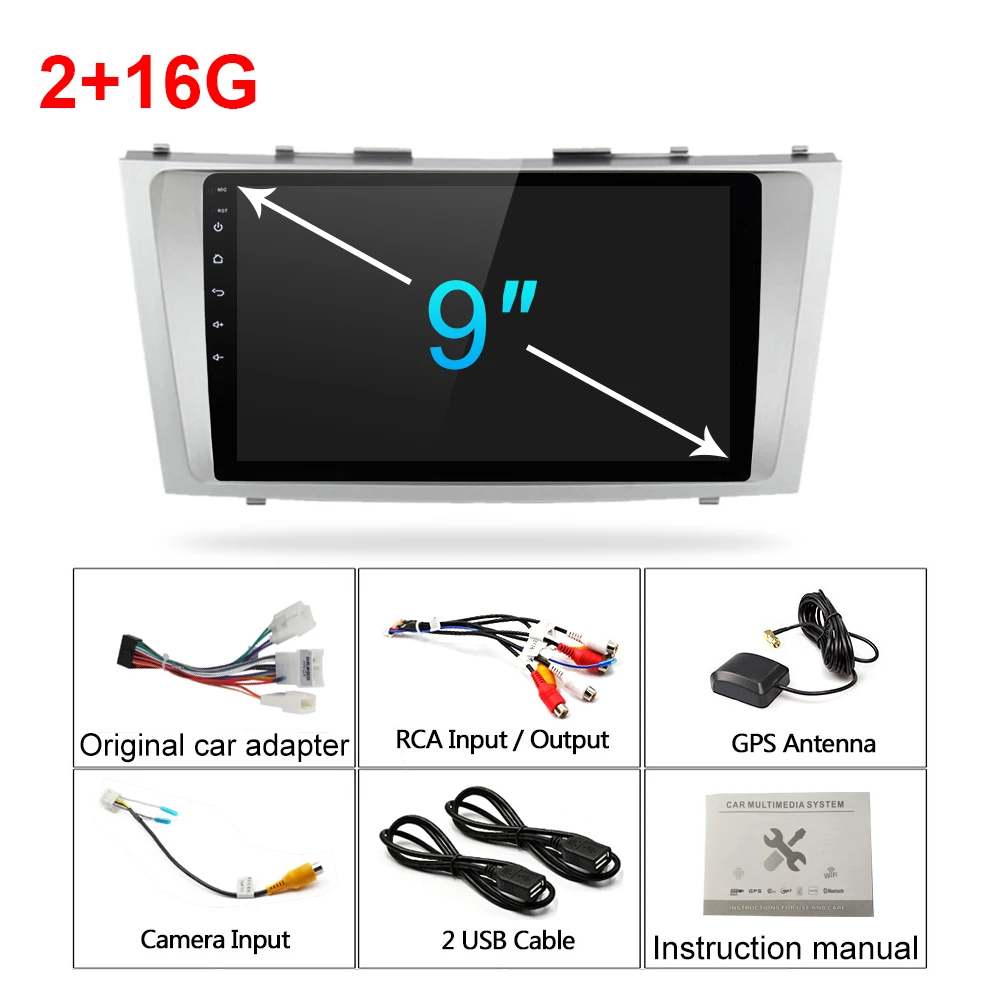 2 16G nocam Android 9.1 2G+32G Car Multimedia Player GPS Navigation Bluetooth Radio Player for Toyota Camry 2006 2007 2008 2009 2010 2011 - Цвет: 2 16G nocam