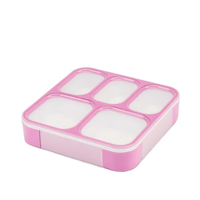 Pink 5 compartment MICCK BPA Бесплатный Ланч-бокс, контейнер для хранения еды с отсеками, герметичный, тепловой, Bento box, большая емкость 1200 мл - Цвет: Pink 5 compartment