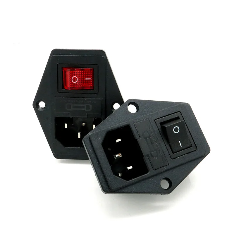 С предохранителем 10А! Красный зеленый черный кулисный выключатель с плавким C14