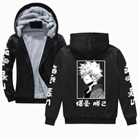 my hero academia zipper warm cotton padded jackets bakugou katsuki print hooded hoodies casual streetwear sweater 2021 new top