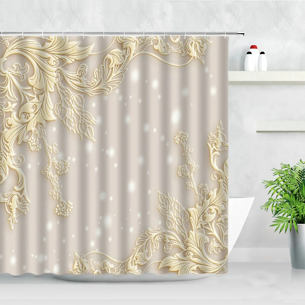 european style relief painting shower curtains flower butterfly pattern modern fashion decor bathtub screen bathroom curtain set free global shipping