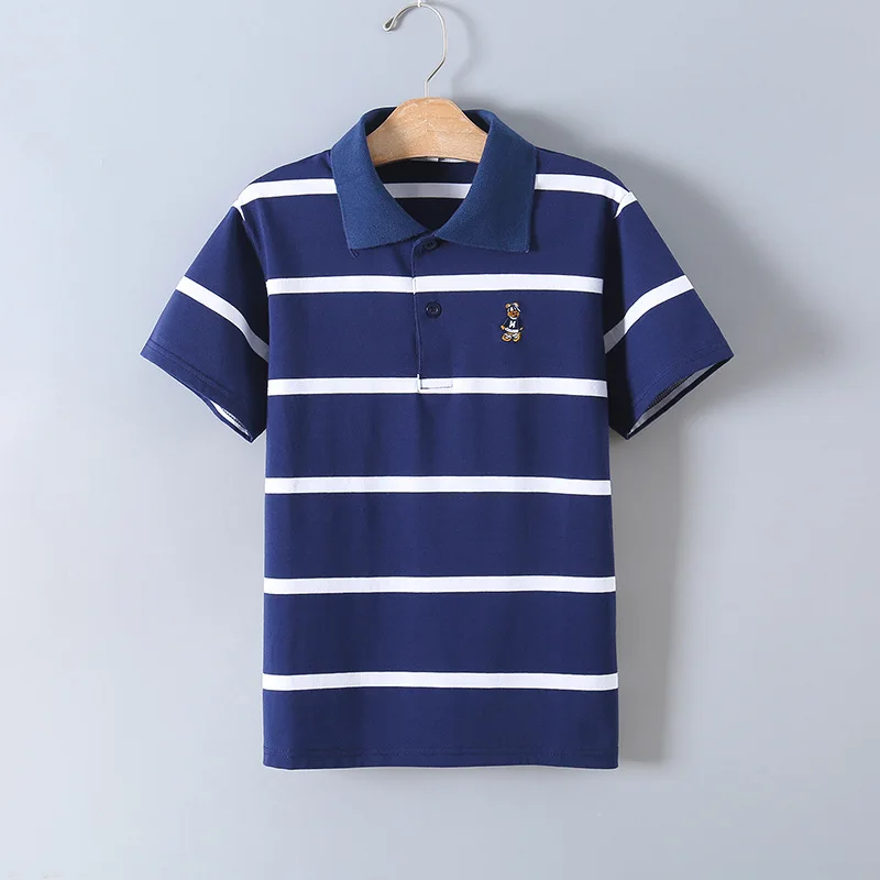 Новинка Детские футболки в полоску с коротким рукавом и круглым вырезом для