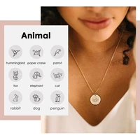 jujie engrave gesture origami animal necklace girl trendy firend necklace women stainless steel necklace custom made jewelry