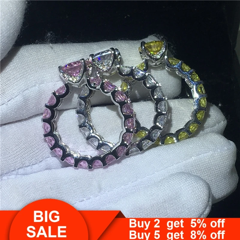 Винтажные суд кольцо 925 стерлингового серебра 7 мм AAA Циркон cz себе Свадебные