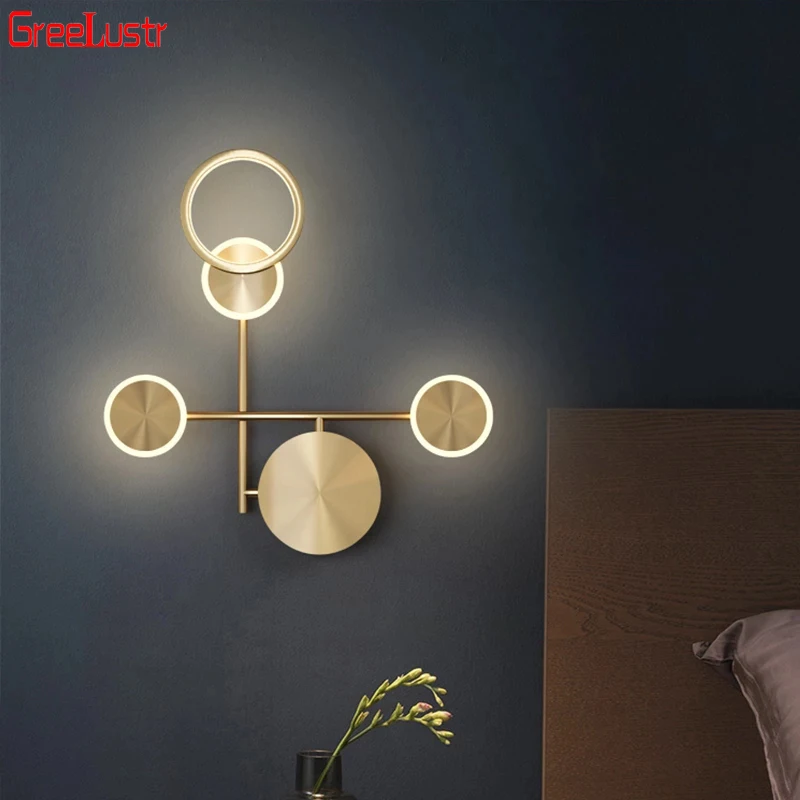 

Nordic modern wall lamp Led minimalist Wall Lamps Bedside Luxury Copper Art Deco Wall Sconce Lights Loft Aisle Home Indoor Light