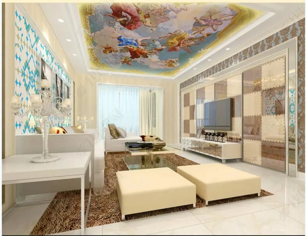 

3d потолочные фрески, обои для стен с изображением европейских классических персонажей, летающих ангелов, 3d настенные фрески, обои для стен 3 d