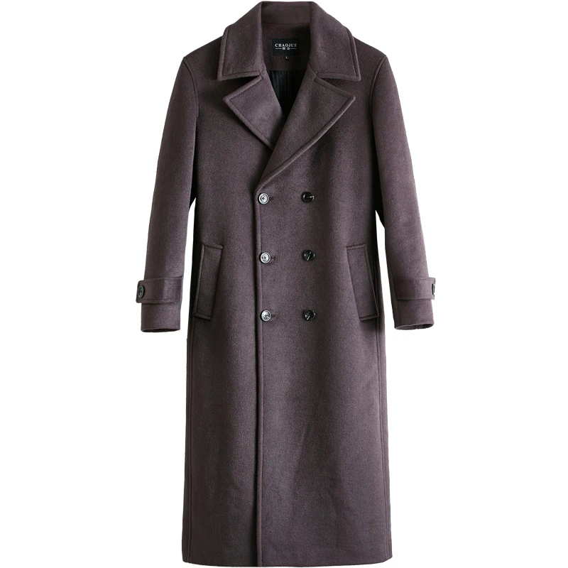 Новое высококачественное шерстяное пальто с бортами мужское зимнее теплое