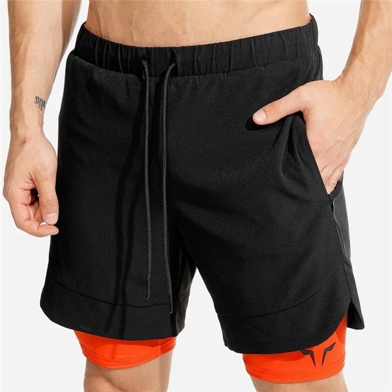 

Summer Mens 2 In 1 Casual Shorts Gym Training Shorts Workout Sports Fitness Men Lined Running Shorts Drawstring Camo Shorts