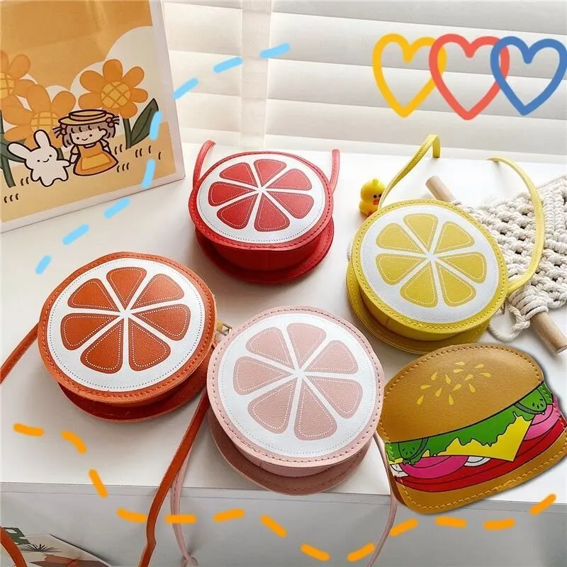 

Lovely Fruit Children's Messenger Bag Cute Cartoon Baby Girls Mini Coin Purse Accessories PU Leather Kids Shoulder Bags Handbags