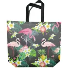 Складная сумка, креативная Модная складная сумка из нетканого материала с принтом фламинго, черная многослойная Сумка для покупок с покрытием фламинго
